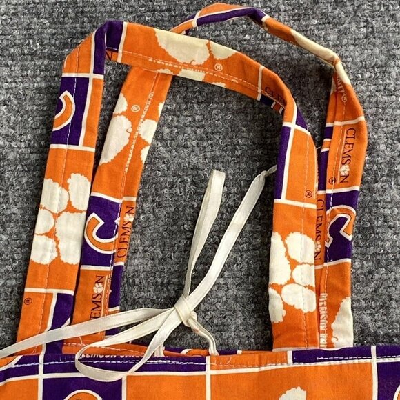 Clemson Tigers Tote Handbag Handmade Handles Ribbon Tie‎ Close Cloth Orange - Picture 4 of 7